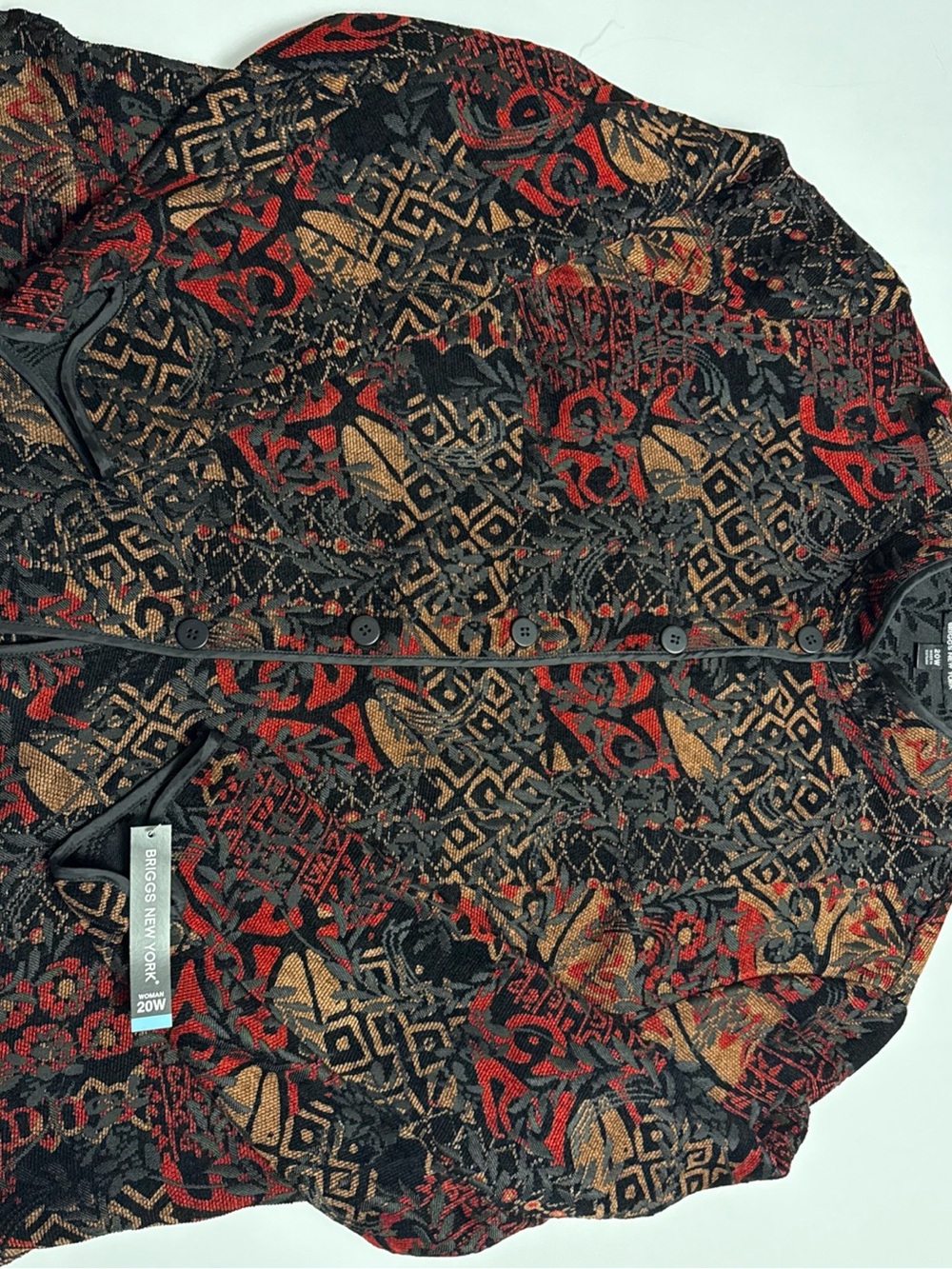 Briggs New York Black, Red & Brown Knit Button-Front Cardigan